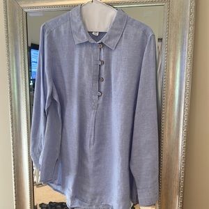 Light blue linen tunic blouse